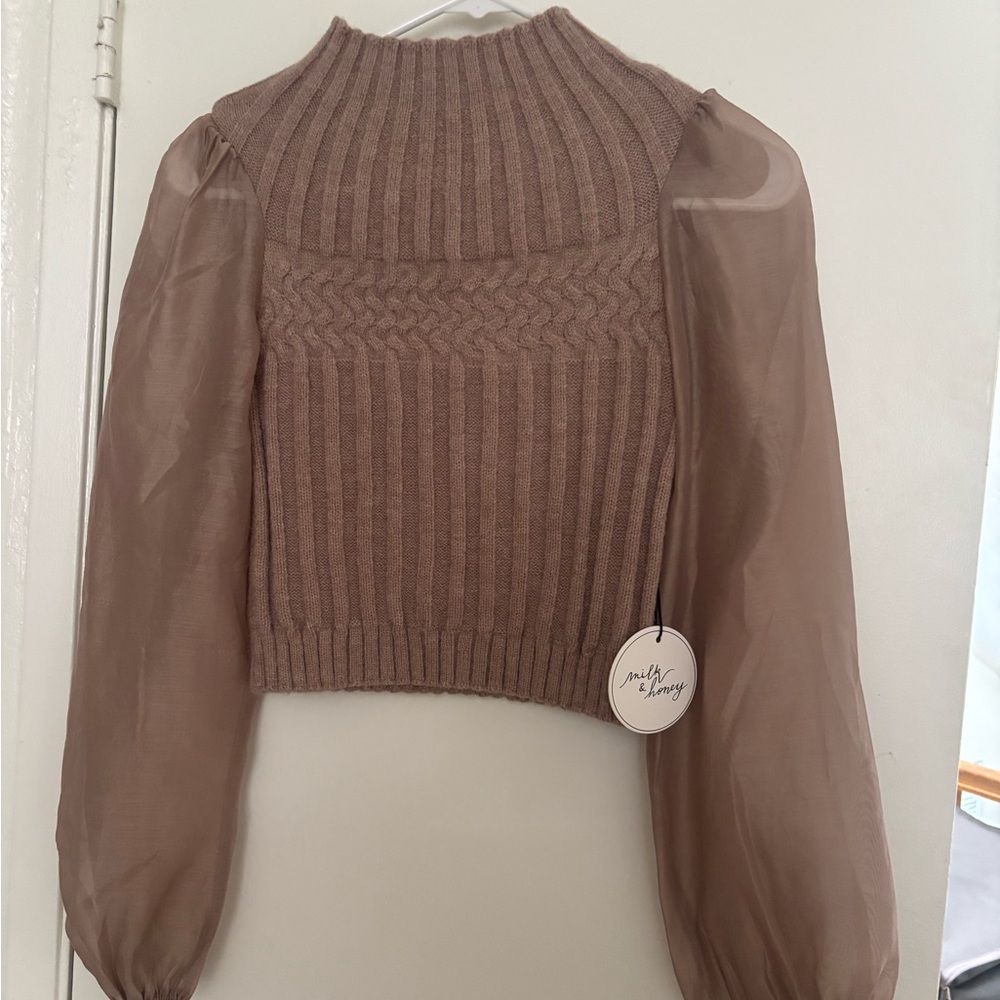 Chic Sweater with Sheer Sleeves